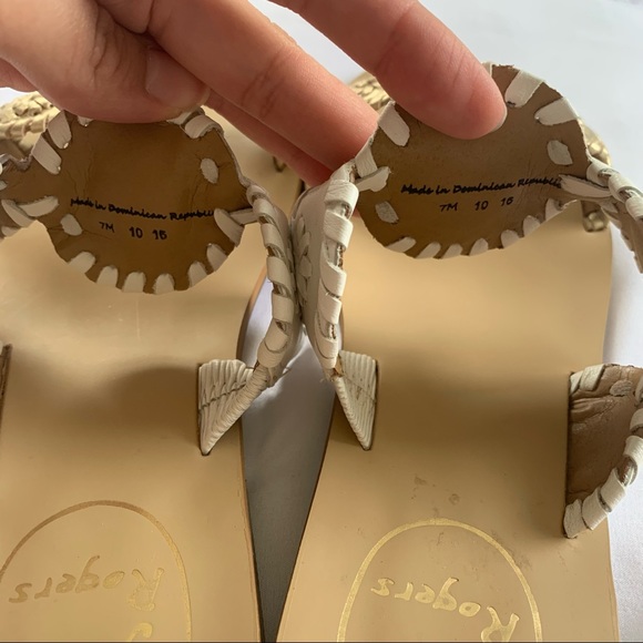 JACK ROGERS White & Gold Lauren Sandal - Picture 8 of 15